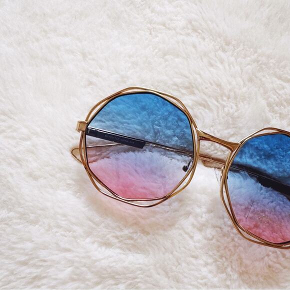 Seraphina Blue & Pink Geometric Sunglasses - Picture 5 of 11